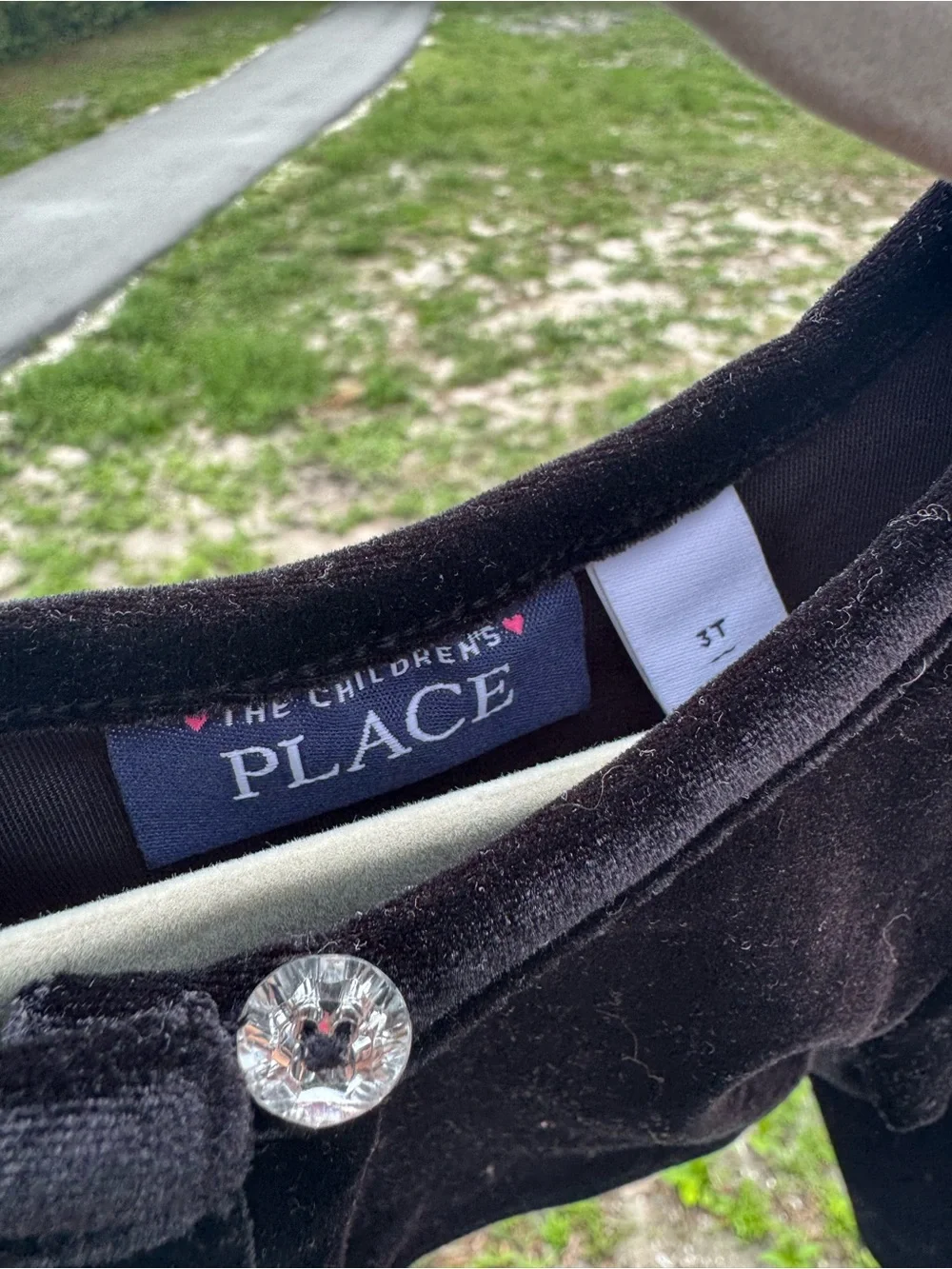 The Children's Place Black Velvet Bolero with Crystal Button
